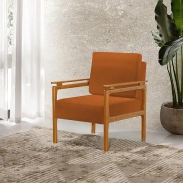 Imagem de Poltrona Decorativa Yasmin com Design Elegante e Pés em Madeira Maciça - Veludo Terracota