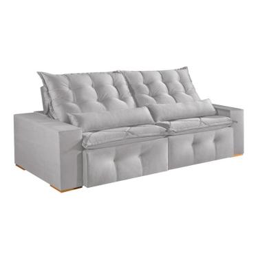 Imagem de Sofá 3 Lugares Retrátil e Reclinável França Veludo Prata 230 cm