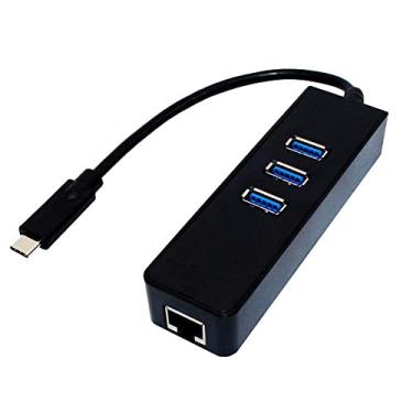 Imagem de Adaptador USB HUB, USB 3.0 HUB Tipo C para RJ45 Ethernet Gigabit LAN 3 portas USB