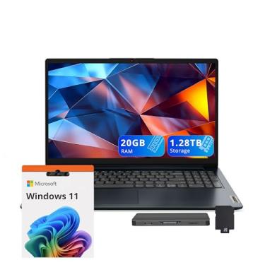 Imagem de Lenovo IdeaPad 1 15,6 polegadas HD Laptop, Intel Celeron N4500, 20 GB RAM, SSD de 1 TB + 128 GB eMMC, Intel UHD Graphics, WiFi 6, Num Pad, 1 ano Office 365, Windows 11, Abyss Blue, conjunto de estação