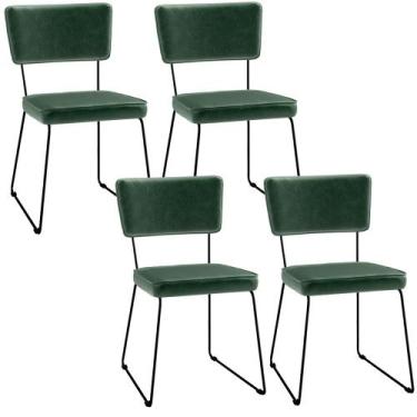 Imagem de Kit 4 Cadeiras Decorativa Estofada Sala De Jantar Base Aço Allana L02 