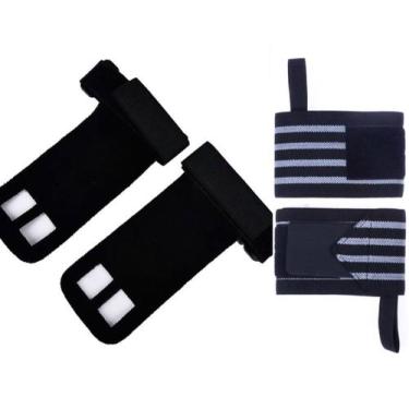 Imagem de Kit exercício funcional Munhequeiras Profissional (Par) + Luva Hand Gr