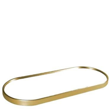 Imagem de Bandeja Espelhada Banheiro Lavabo Bandeja Decorativa Multiuso(Oval Lisa Dourada 30x12cm)