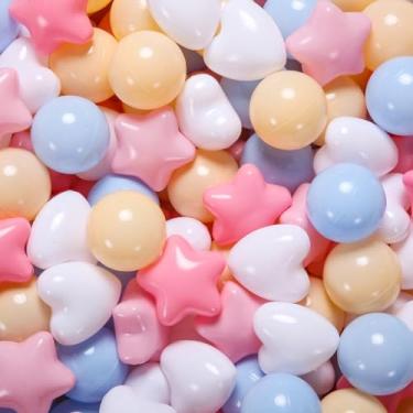 Imagem de Heopeis Bolas De Piscina Bolinhas Em Formato Estrelas Para Crianças Pequenas - Pacote Com 100 Unidades, Cercadinho 3 Formatos, Brinquedo Plástico Sem Bpa E Ftalato, Decoração Festa Chá