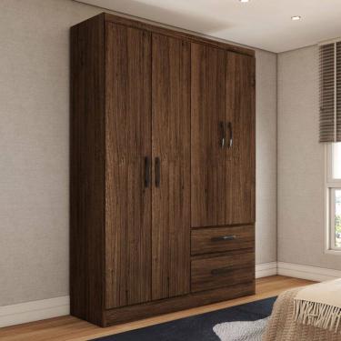 Imagem de Guarda-Roupa Solteiro Boulevard 4 Portas 2 Gavetas Castanho - Panorama Móveis