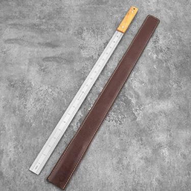 Imagem de Régua de ferramenta de medição de escala dupla de aço manganês endurecido com 5 mm de espessura com coldre (alça amarela)