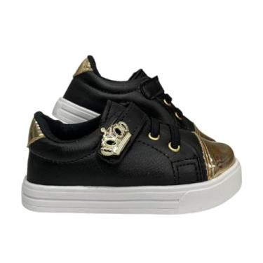 Imagem de Tênis Menina Estilosa Branco com Coroa Confortável do 20 ao 34 (Preto, BR, Criança de 9 a 12 anos, Numérico, 31)