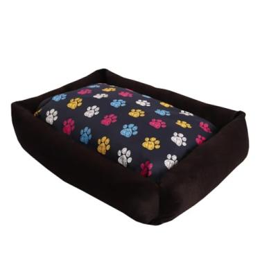 Imagem de Cama Pet Quadrada Caminha Colchonete de Cachorro e Gato Antiderrapante Estampada(Pata Marinho,Médio (70cmX50cm))