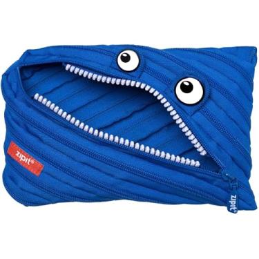 Imagem de ZIPIT Estojo grande Monster para meninos | Bolsa de lápis para escola, faculdade e escritório | Bolsa de lápis para crianças (azul)