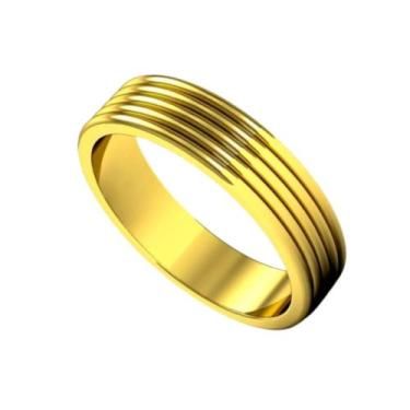 Imagem de Anel Casal Friso Ouro 18k Casamento 6mm Tradicional Tungstenio Comprom