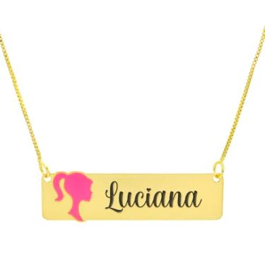 Imagem de Colar Personalizado Princesa Resinado e Gravação Nome Luciana Banhado Ouro 18K - 999018415