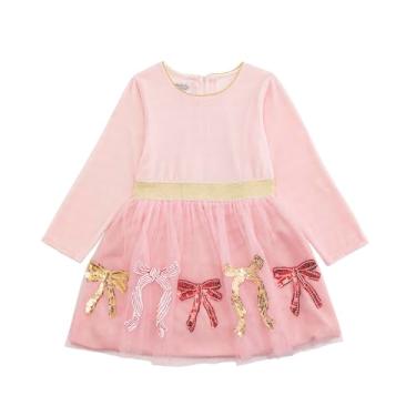 Imagem de Mud Pie Vestido tutu infantil com laço de veludo e lantejoulas para bebês meninas, rosa, Large