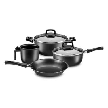 Imagem de Jogo De Panelas Mta Safira 4 Peças Antiaderente Tampa De Vidro Preto