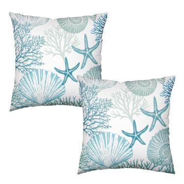 Imagem de Capas de almofada Wnoesat Nautical Coastal Blue 60x60cm, conjunto de 2