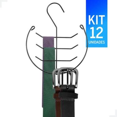 Imagem de Cabide para Cintos e Gravatas - Preto Clássico, Design Eficiente e Mod