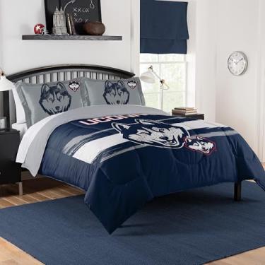 Imagem de Conjunto de edredom UConn Huskies – roupa de cama Huskies para dormitórios, quartos de hóspedes, trailers, portas traseiras e decoração de dia de jogo UConn, casal/queen