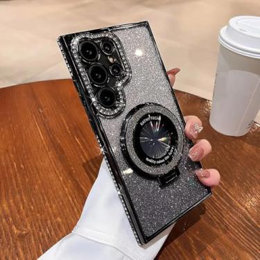 Imagem de YOGISU Capa com suporte de glitter de luxo para Samsung A25 (para Samsung A25/preto)