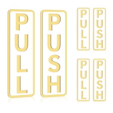 Imagem de 2 pares de placas push pull, adesivos de porta push pull de acrílico vertical, placa de porta autoadesiva para vidro e outras portas laterais em ambientes internos e externos, decoração de escritório