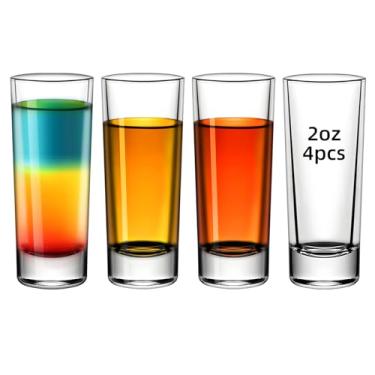 Imagem de eispap Copos de shot de 59 ml com base pesada, copos pequenos para bebidas alcoólicas e espirituosas, copos duráveis de barra de tequila para doses de álcool e café expresso, conjunto de copos