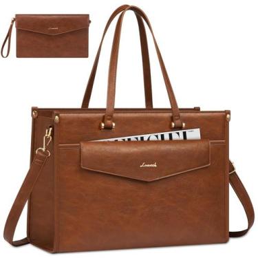 Imagem de Bolsa para laptop LOVEVOOK, bolsa para laptop de 15,6", couro impermeá