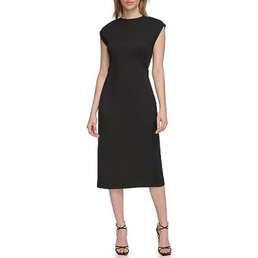 Imagem de Calvin Klein Vestido feminino Ponte formal justo, Preto, 38