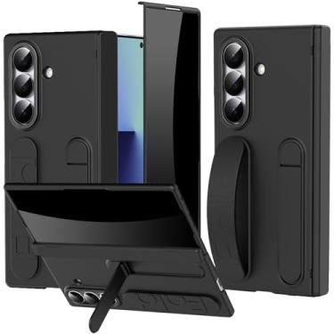 Imagem de YQODSZ Alça de pulso para Samsung Galaxy Z Fold 7, [protetor de tela de privacidade embutido] Capa de corpo inteiro com alça de dedo com suporte de dobradiça de borda elevada anti-espião capa para Z