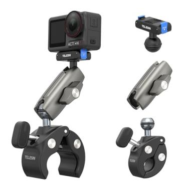 Imagem de TELESIN Super Clamp Mount | Suporte de bicicleta para DJI Osmo Action 6/Osmo Nano/Action 5 Pro/Action 4/Pocket 3| Clipes magnéticos de bloqueio duplo | Cabeça esférica de rotação de 360° | Serve para