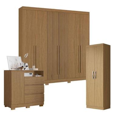 Imagem de Guarda Roupa Casal 2030230 Com Multiuso New 2000192 E Cômoda 2014143 Atacama - Aramóveis