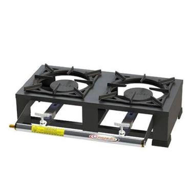 Imagem de Fogão Portátil 2 Boca Baixa Pressão Com Grelha 20X20 - A.R Variedades 