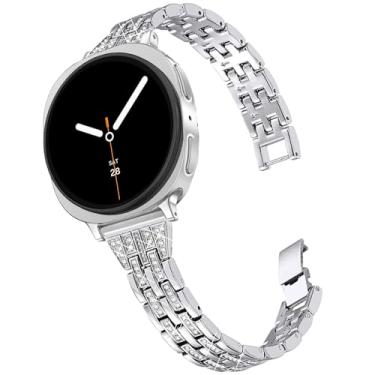 Imagem de DEALELE Pulseiras de substituição compatíveis com Samsung Galaxy Watch 8 de 40 mm/44 mm/8 Classic de 46 mm, strass fino e brilhante, para mulheres e homens (prata)