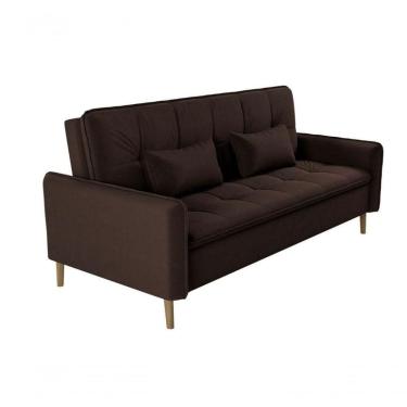 Imagem de Sofá Cama 3 Lugares Casal Premium Reclinável Com Almofadas 2,06 Larg Donna Matrix Veludo Marrom