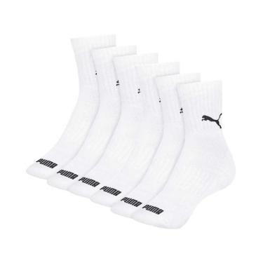 Imagem de Kit 6 Pares Meia Puma Cano Médio Algodão Atoalhada Adulto, Branco, 39-