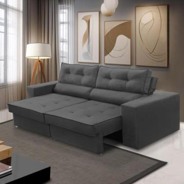Imagem de Sofá Retrátil e Reclinável 2 lugares 1,90m com Molas Milena Suede Cinz