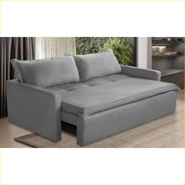 Imagem de Sofá Sem Caixa Retrátil e Reclinável 2,00m com Molas Karla Suede Cinza