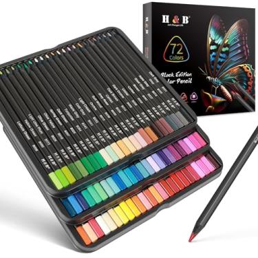 Imagem de H & B Lápis de cor profissional, conjunto de 72 cores, núcleo macio para artistas com conjunto de desenho de cores vibrantes – Ideal para desenhar, esboçar, sombrear, lápis de colorir para adultos