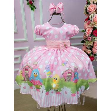 Imagem de Vestido Infantil Galinha Pintadinha Rosa Temáticos - Fabuloso Ateliê, 
