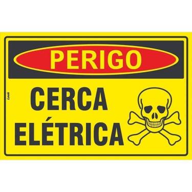 Imagem de 2X Placa Alerta Sinalização Cerca Elétrica Eletrificada Cuid