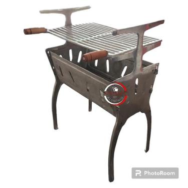 Imagem de Churrasqueira de alumínio polido desmontável grande/ DIRETO DA FÁBRICA