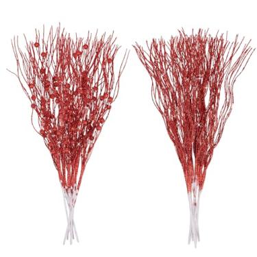 Imagem de LOAVER Pacote com 18 enfeites de caule de frutas silvestres artificiais de Natal, 40 cm, palitos decorativos de Natal, galhos brilhantes, palitos de contas para árvore de Natal, artesanato DIY, vasos