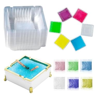 Imagem de 30 peças de cinzeiro descartável portátil sem fumaça, cinzeiros internos ao ar livre, com base luxuosa e areia perfumada para extinção de fumaça, ar fresco (branco)