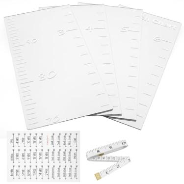 Imagem de Espelho de gráfico de crescimento para parede, gráfico de crescimento de espelho de quebra-cabeça, régua de altura com adesivos, centro de decoração de parede de berçário, medida de corpo inteiro de