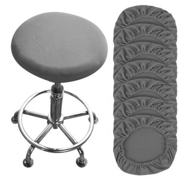 Imagem de LCZNXJJY 8 peças de capas redondas para bancos de bar, capas de assento laváveis, capas de almofada de banco com faixas elásticas, capa protetora de cadeira circular para barbearias e salões de beleza