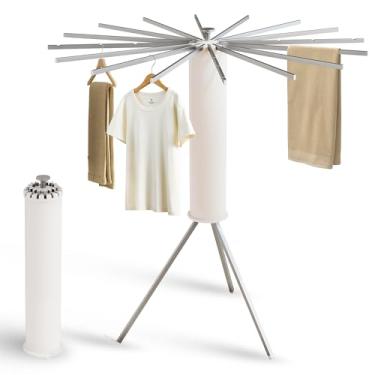 Imagem de LIENAHU Rack de secagem de roupas, escorredor de roupas, rack de secagem de roupa, suporte de chão, 16 postes de alumínio, dobrável, retrátil, dobrável, lavanderia dobrável