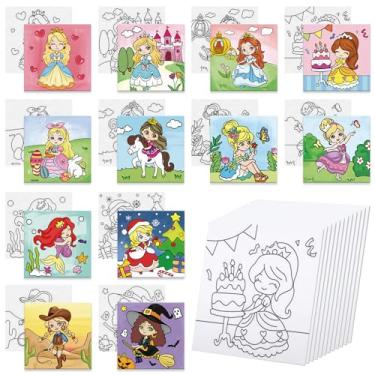 Imagem de Anseal 12 pacotes de telas pré-desenhadas para pintar, 10 x 10 cm, pintura em tela pré-impressa, para crianças, quadros de pintura de contorno esticado para iniciantes, estudantes, lembrancinhas de