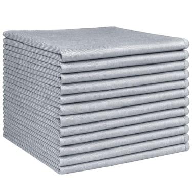 Imagem de HOMEXCEL Pano de limpeza de vidro de microfibra, pacote com 12, sem fiapos, sem riscos, pano de limpeza reutilizável para limpar janelas, óculos, espelhos, telas, aço inoxidável e mais cinza - 30 cm x