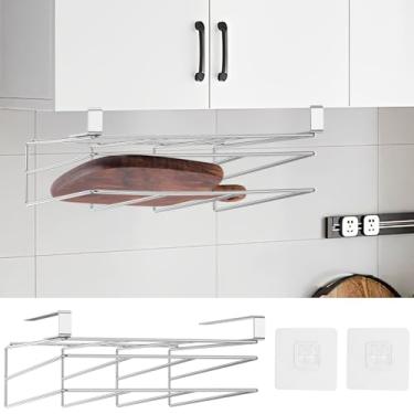 Imagem de DJAPWPX Suporte de tábua de corte sob armário de aço inoxidável, camada dupla, organizador para armário