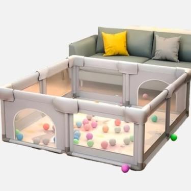 Imagem de Cercadinho Bebê Chiqueirinho Infantil Grande Telado Seguro Portátil Menino Menina 180x147cm (Cinza)