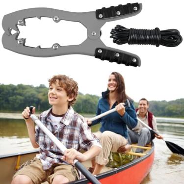 Imagem de Aderência de âncora de caiaque, prendedor de âncora de canoa com corda de 5 metros, pinça portátil de escova de caiaque com dentes e punhos de borracha, clipe de barco de aço inoxidável, equipamento