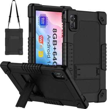 Imagem de FIEWESEY Capa para tablet TabneraX de 10,1 polegadas, híbrida, resistente, à prova de choque, capa protetora infantil com alça de ombro embutida para tablet TabneraX UTbook 10,1 polegadas/AWOW UTBook