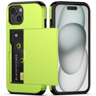 Imagem de Nvollnoe Capa para celular compatível com iPhone 15 com porta-cartões de proteção resistente, camada dupla, à prova de choque, compartimento para cartão oculto, carteira fina para mulheres e homens